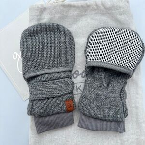 NEW Goumi Kids Boulder Baby Knit Mitts 0-3 mo Organic Cotton Gray Gloves Mittens
